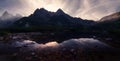 Mountain mirror , sunset