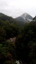 Mountain misty view at green Route Railway Trek, Sakleshpur, Karnataka Royalty Free Stock Photo