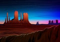 Mountain and Monument Valley, Night panoramic view, peaks, landscape early in daylight. travel or camping, climbing