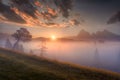 Dolomites misty highlands at idyllic dawn Royalty Free Stock Photo