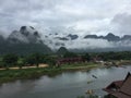 Mountain morning view from the hill, Vangvieng, Laos