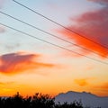 mountain in morocco africa current cables and red sunrise Royalty Free Stock Photo