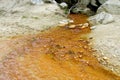 Mountain narzan water mineral spring with orange metal color water