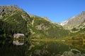 Mountain nature blue sky green park wood clouds lake reflex nice Royalty Free Stock Photo