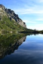 Mountain nature blue sky green park wood clouds lake reflex nice Royalty Free Stock Photo