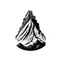 Mountain nature Icon hand draw black colour nature logo symbol perfect Royalty Free Stock Photo