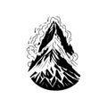 Mountain nature Icon hand draw black colour nature logo symbol perfect Royalty Free Stock Photo