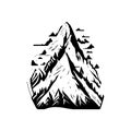 Mountain nature Icon hand draw black colour nature logo symbol perfect Royalty Free Stock Photo