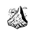 Mountain nature Icon hand draw black colour nature logo symbol perfect Royalty Free Stock Photo