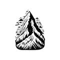 Mountain nature Icon hand draw black colour nature logo symbol perfect Royalty Free Stock Photo