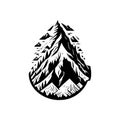 Mountain nature Icon hand draw black colour nature logo symbol perfect Royalty Free Stock Photo