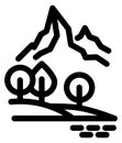 Mountain nature linear icon. Tourism travel symbol