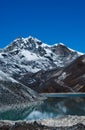 Mountain near Gokyo and Sacred lake in Himalayas