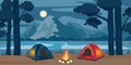 Mountain night camping