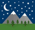 Mountain night landscape vector flat design