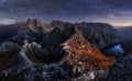 Mountain at night in Poland from Tatras peak Szpiglasowy wierch Royalty Free Stock Photo