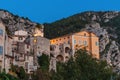 Mountain old village Peille, Provence Alpes, . Night view Royalty Free Stock Photo