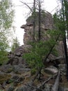 Mountain `Old woman`. Impenetrable forest. Creation of Siberian nature, Irkutsk. Siberia