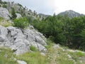 Mountain Orjen Montenegro rocky slopes with scarce vegetation