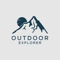 Mountain outdoor explorer logo design vector, night outdoor landscape logo template