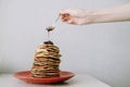 Mountain of pancakes Royalty Free Stock Photo