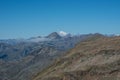 Mountain panorama of Aosta Valley from Monte Rosa massif near Punta Indren. Alagna Valsesia area