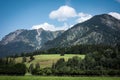Mountain panorama in Bavarian Alpes near Oberstdorf Germany.