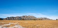 Mountain Panorama with a Grassy Field