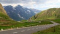 Mountain panorama and hairpin curves at Grossglockner High Alpine Road, Austria