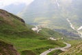 Mountain panorama with mountain inn Glocknerhaus and hairpin curves at Grossglockner High Alpine Road, Austria Royalty Free Stock Photo