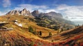 Mountain panorama in Italy Alps dolomites - Passo Gardena Royalty Free Stock Photo