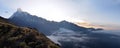 Mountain panorama Landscape in Himalaya. Sunset, Machapuchare peak view.