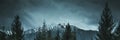 Mountain panorama moody landscape cinematic look image Royalty Free Stock Photo