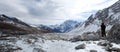 Mountain panorama in the Nepal Himalaya Royalty Free Stock Photo