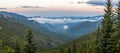 Mountain panorama over the clouds sunset Royalty Free Stock Photo