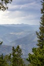 Mountain panorama over the foggy sunset in Colorado Royalty Free Stock Photo