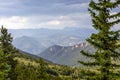 Mountain panorama over the foggy sunset in Colorado Royalty Free Stock Photo