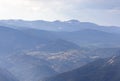 Mountain panorama over the foggy sunset in Colorado Royalty Free Stock Photo