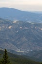 Mountain panorama over the foggy sunset in Colorado Royalty Free Stock Photo