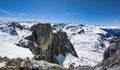 Mountain panorama picture. Skitouring on the Wiss Platte over Sankt Antonien. Ski tour in the alps. High quality photo. Royalty Free Stock Photo