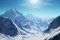 A mountain panorama with pristine glaciers and snow draped summits