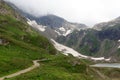 Mountain panorama with reservoir Nassfeldspeicher near Grossglockner High Alpine Road, Austria Royalty Free Stock Photo