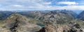 Mountain panorama from the Schwarzhorn, Davos Klosters Mountains. Hiking from the Fluela Pass. Wanderlust in Grison.