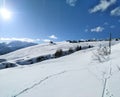 Mountain panorama of the ski area in the Lepontine Alps Royalty Free Stock Photo