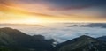 Mountain panorama during sunrise Royalty Free Stock Photo