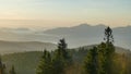 Mountain panorama after sunrise. Early autumn. View from the top of Velka Raca Poland Royalty Free Stock Photo