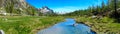 mountain panorama with torrent full of water in summer Alpe Devero Royalty Free Stock Photo