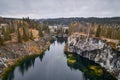 Mountain park Ruskeala, view of the marble canyon Royalty Free Stock Photo