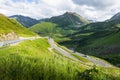 Mountain pass road, Oberalp Pass, Canton Graubuenden, Switzerland Royalty Free Stock Photo