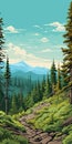Scrub Forest Trail In Rocky Mountains: Bold, Detailed Illustration With Plein-air Style